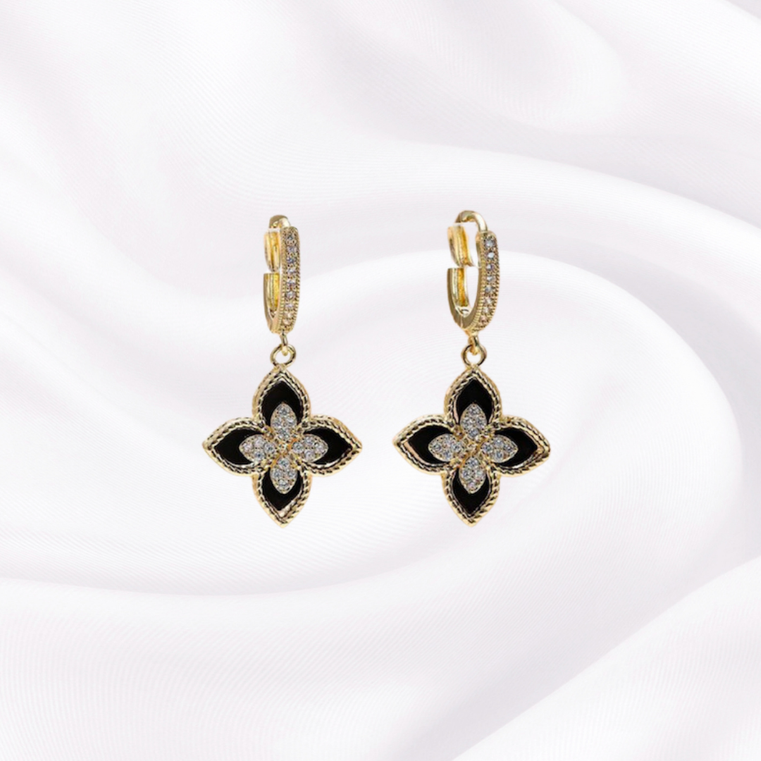 Designer Rhinestone Clover Earrings