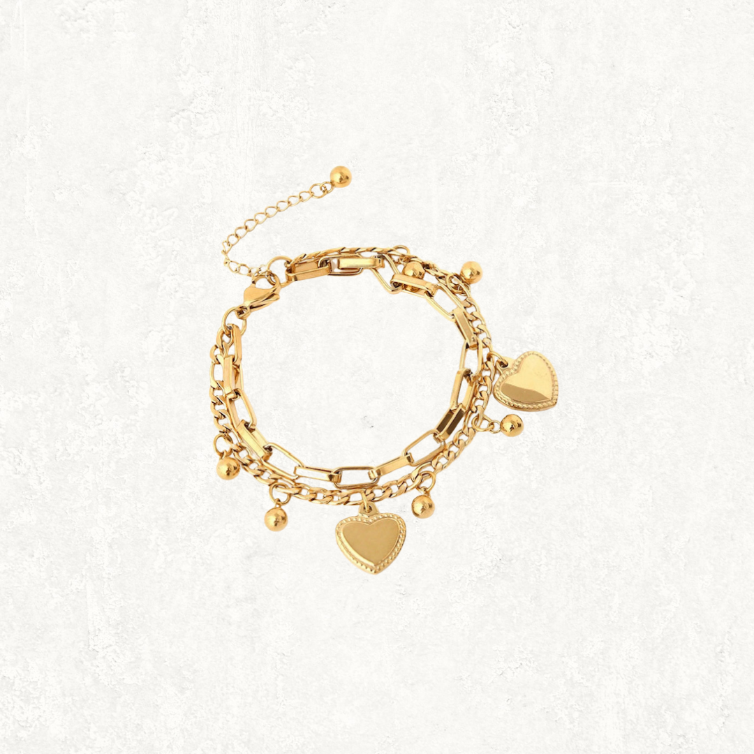 Heart Double Chique Chain Bracelet